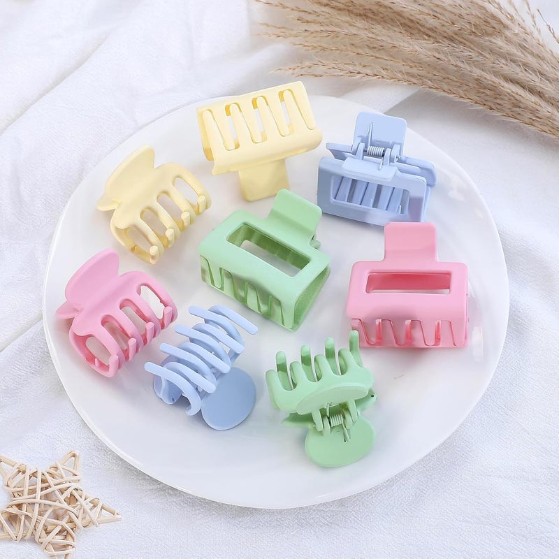USDNICE Medium Hair Clips Combination 2 Styles Small Claw Clips for Thin Hair 8 Pcs Matte Non-slip Rectangle Jaw Clips Square Hair Accessories for Women and Girls (Colorful) - Image 5